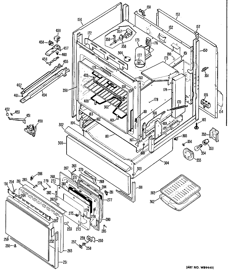 Section Diagram and Parts List for RS776G*01  Hotpoint Range