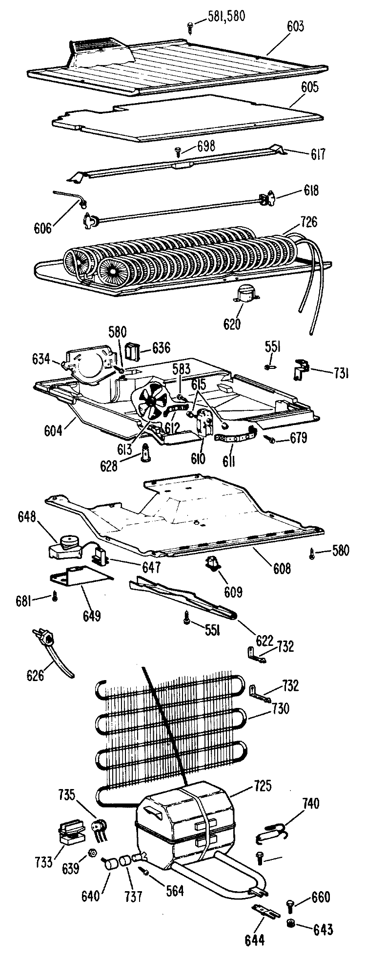 Section Diagram and Parts List for CTF15CBBR  Hotpoint Refrigerator