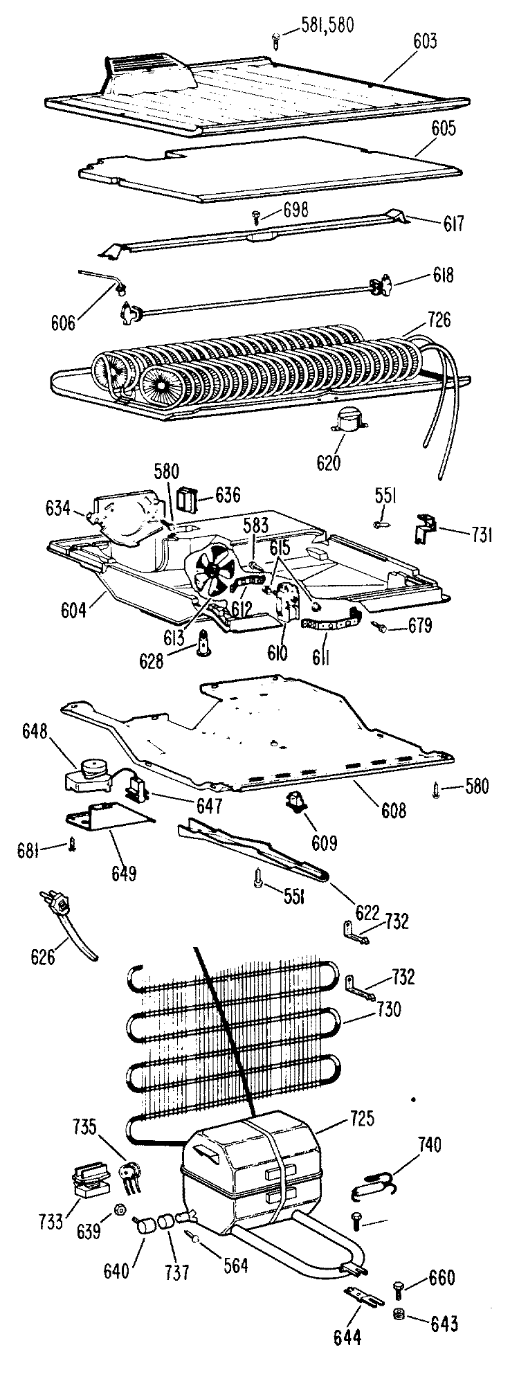 Section Diagram and Parts List for CTF15GBB  Hotpoint Refrigerator