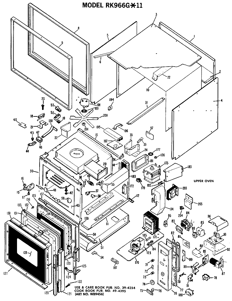 UPPER OVEN Diagram and Parts List for RK966G*11  Hotpoint Microwave Oven Combo