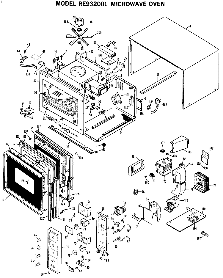 MICROWAVE OVEN Diagram and Parts List for RE932001  Hotpoint Microwave