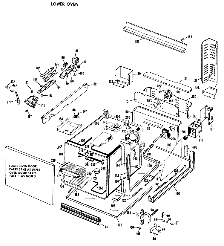 LOWER OVEN Diagram and Parts List for RK777G*T8  Hotpoint Wall Oven