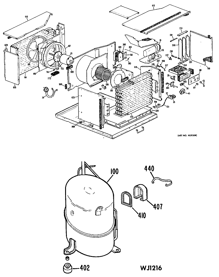 Section Diagram and Parts List for KXN28W1X1  Hotpoint Air Conditioner