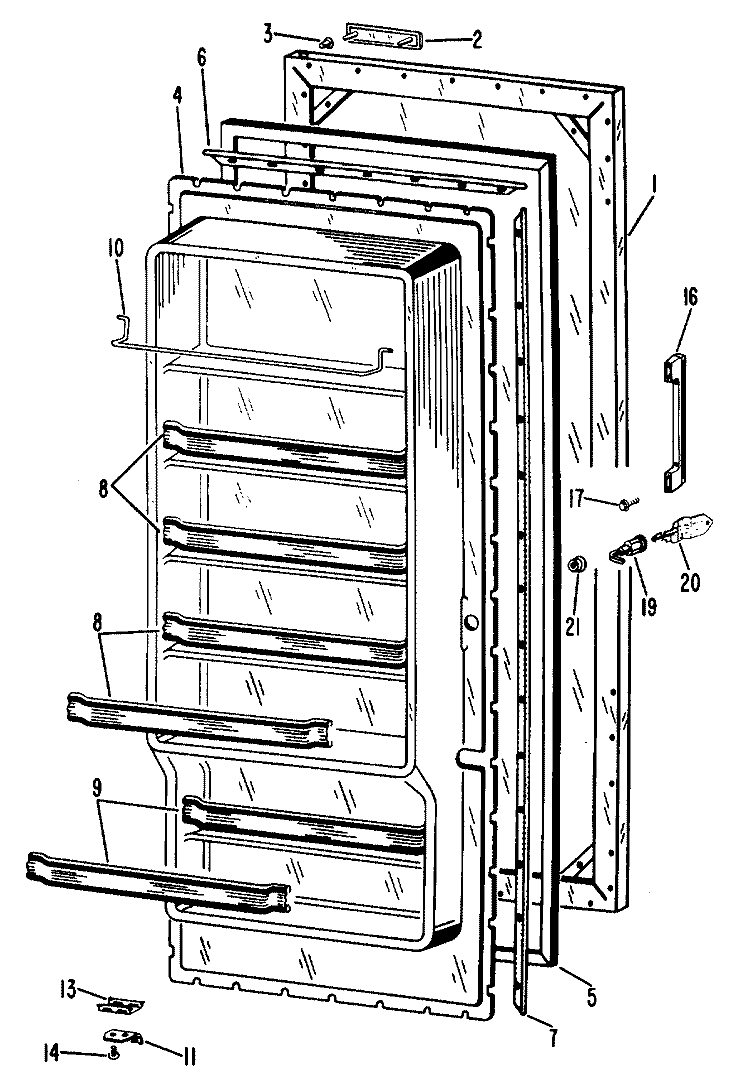 Section Diagram and Parts List for FVF16CVB  Hotpoint Freezer