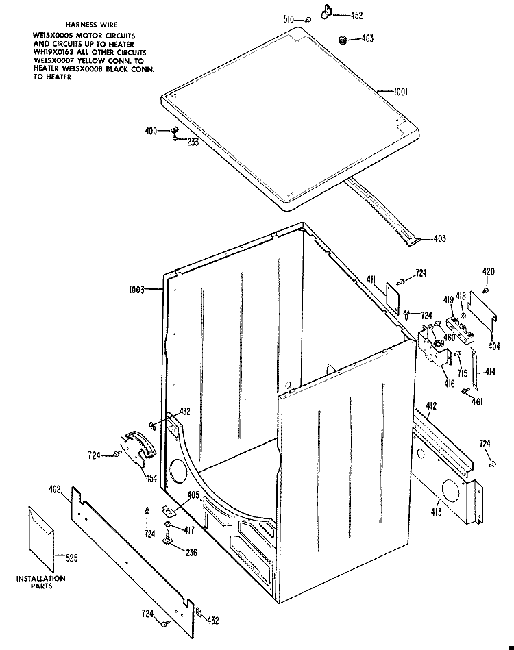 Section Diagram and Parts List for DLB1250BAL  Hotpoint Dryer