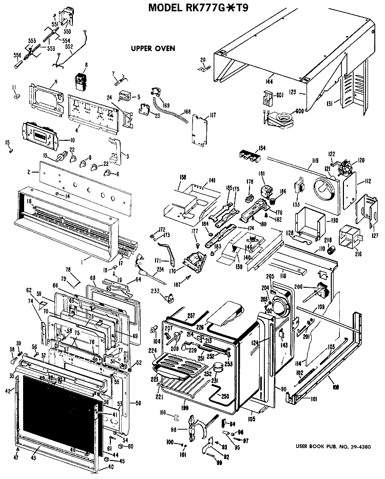 UPPER OVEN Diagram and Parts List for RK777G*T9  Hotpoint Wall Oven