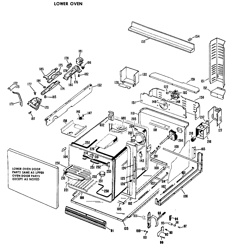 LOWER OVEN Diagram and Parts List for RK777G*T9  Hotpoint Wall Oven