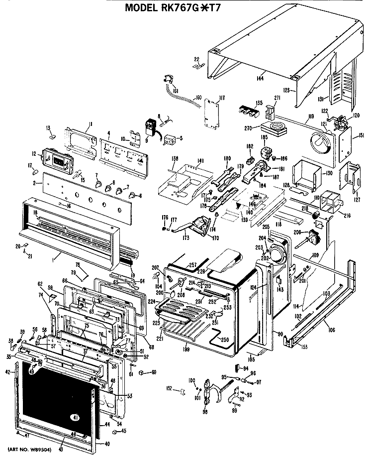Section Diagram and Parts List for RK767G*T7  Hotpoint Wall Oven