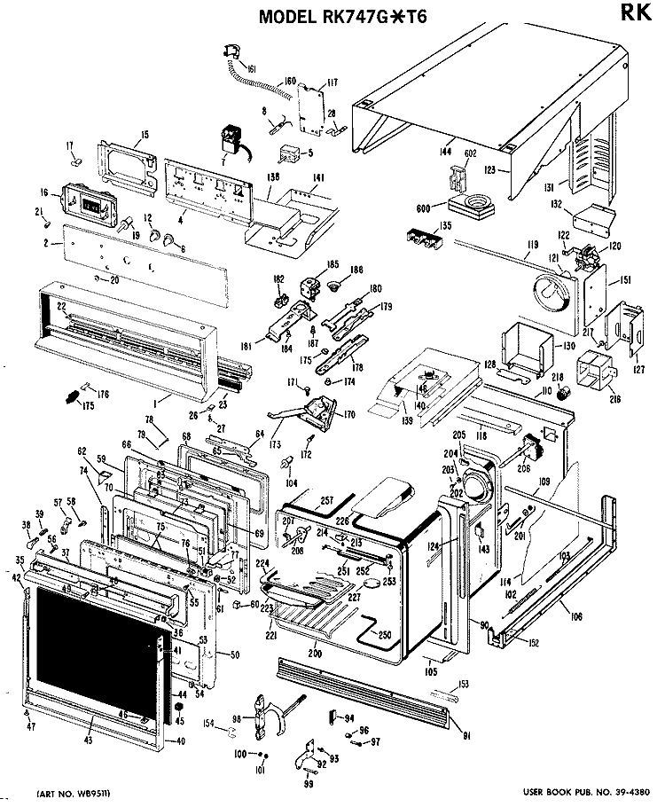 Section Diagram and Parts List for RK747G*T6  Hotpoint Wall Oven
