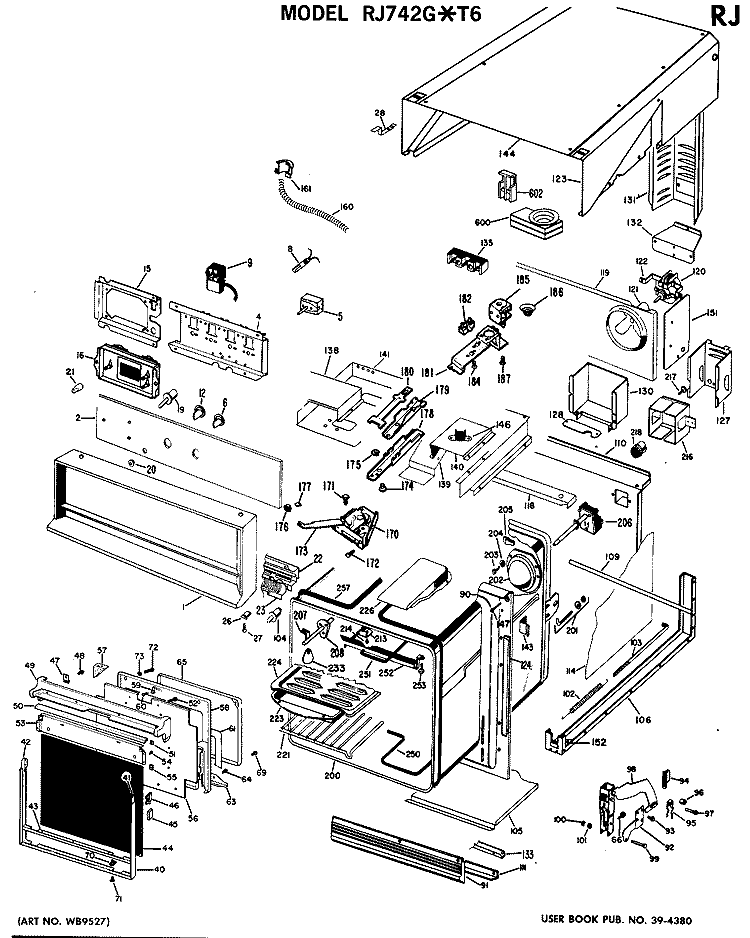 Section Diagram and Parts List for RJ742G*T6  Hotpoint Wall Oven