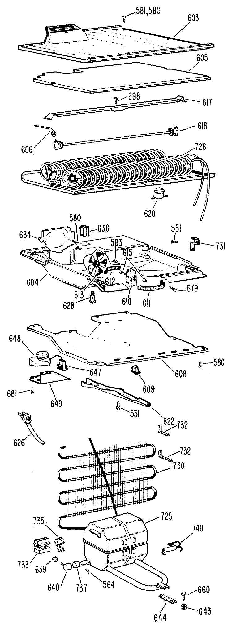 Section Diagram and Parts List for CTFM15VBBR  Hotpoint Refrigerator