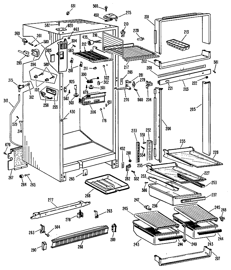 Section Diagram and Parts List for CTF15GBD  Hotpoint Refrigerator
