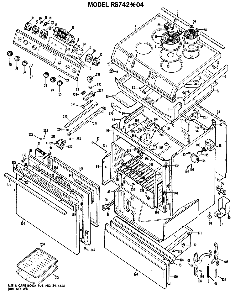 Section Diagram and Parts List for RS742*04  Hotpoint Range
