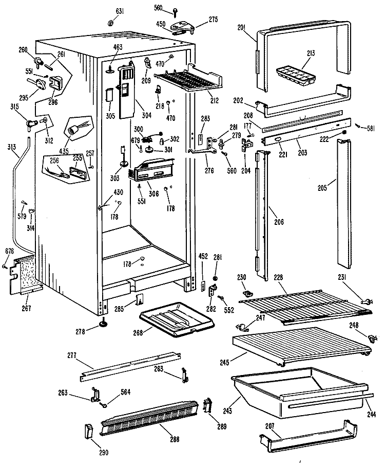 Section Diagram and Parts List for CTF15CBCR  Hotpoint Refrigerator