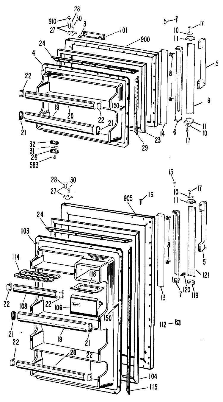 Section Diagram and Parts List for CTF15EBC  Hotpoint Refrigerator