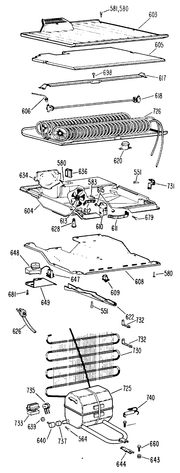 Section Diagram and Parts List for CTF15EBD  Hotpoint Refrigerator