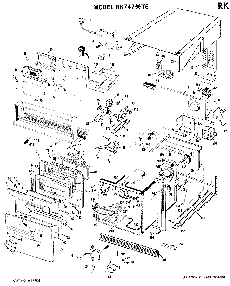 Section Diagram and Parts List for RK747*T6  Hotpoint Wall Oven
