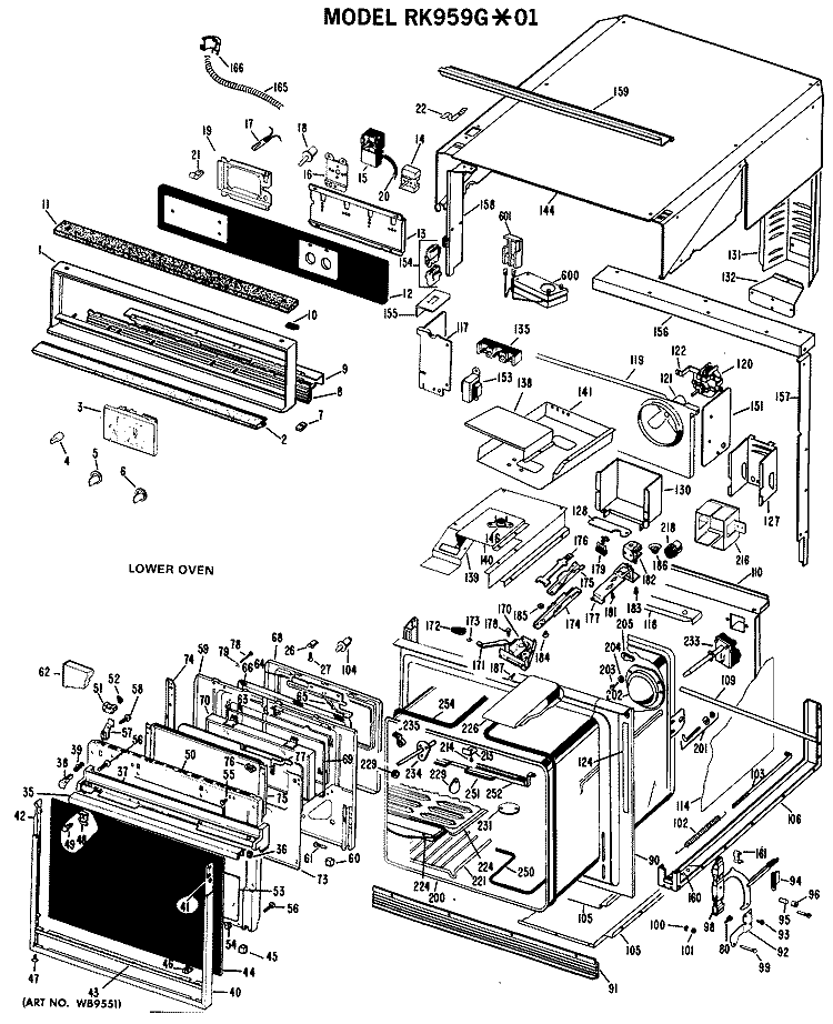 Section Diagram and Parts List for RK959G*01  Hotpoint Microwave Oven Combo