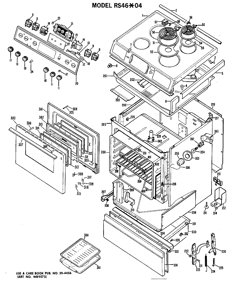 Section Diagram and Parts List for RS46*04  Hotpoint Range