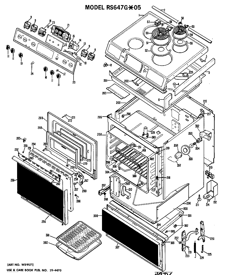 Section Diagram and Parts List for RS647G*05  Hotpoint Range