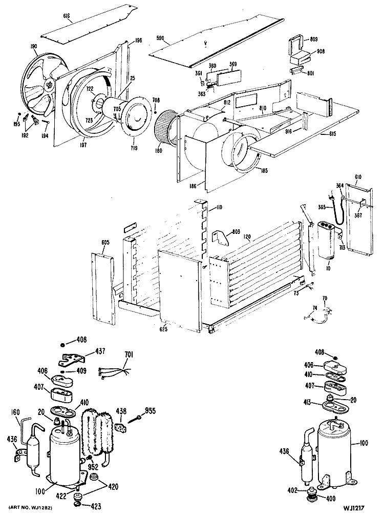 Section Diagram and Parts List for KLR18DAG3  Hotpoint Air Conditioner