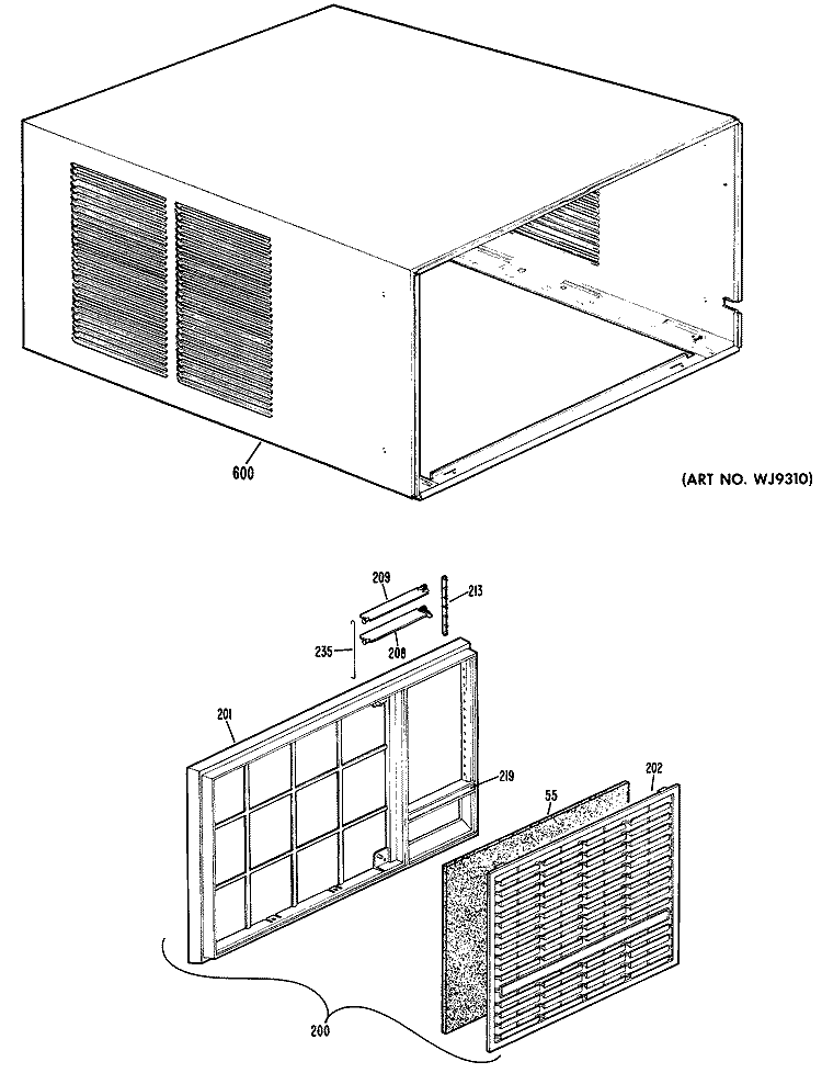 Section Diagram and Parts List for KXN19W1G1  Hotpoint Air Conditioner