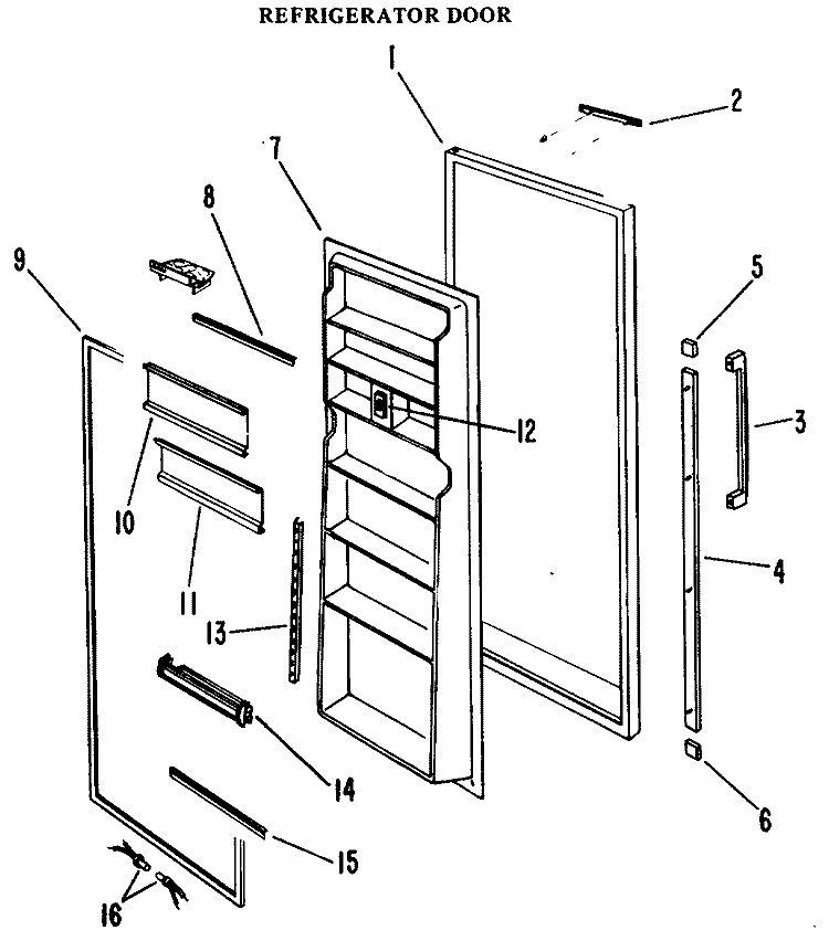 REFRIGERATOR DOOR Diagram and Parts List for CSF24KMB  Hotpoint Refrigerator