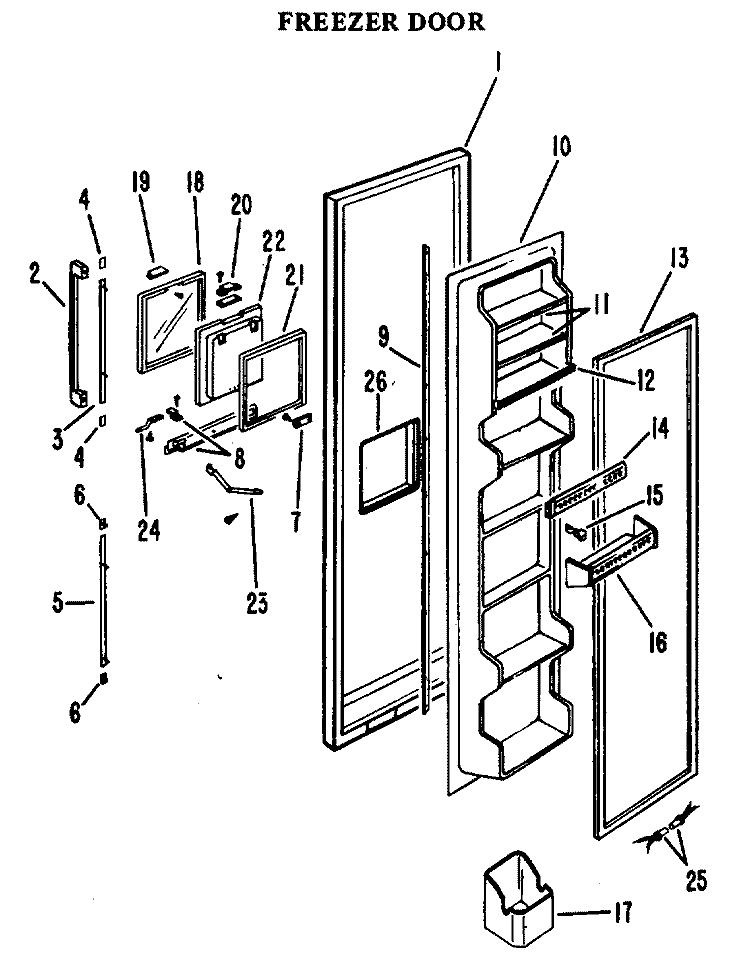 FREEZER DOOR Diagram and Parts List for CSF24KMB  Hotpoint Refrigerator