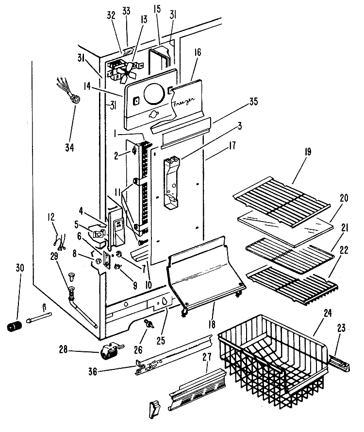 Section Diagram and Parts List for CSF24KMB  Hotpoint Refrigerator