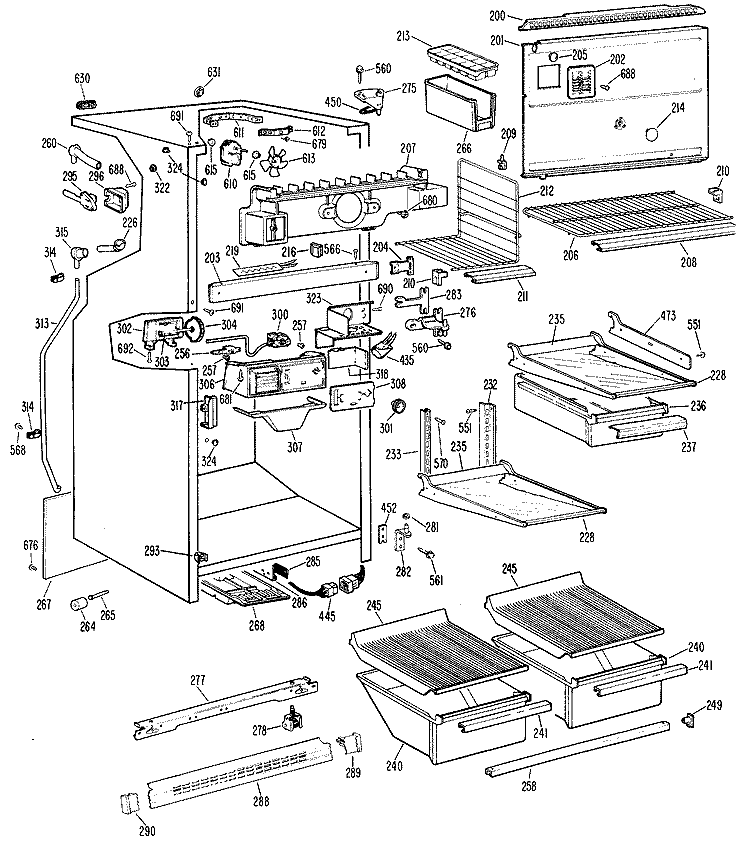 Section Diagram and Parts List for CTF22GCBR  Hotpoint Refrigerator