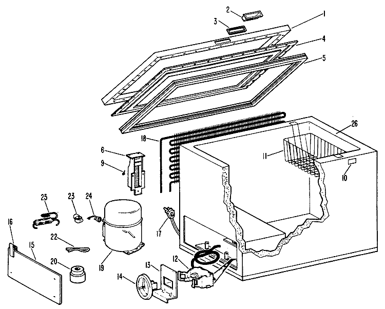 Section Diagram and Parts List for FH10CCB  Hotpoint Freezer