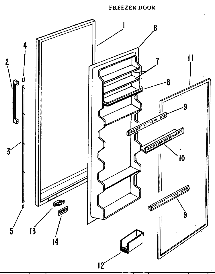 FREEZER DOOR Diagram and Parts List for CSF24ELC  Hotpoint Refrigerator