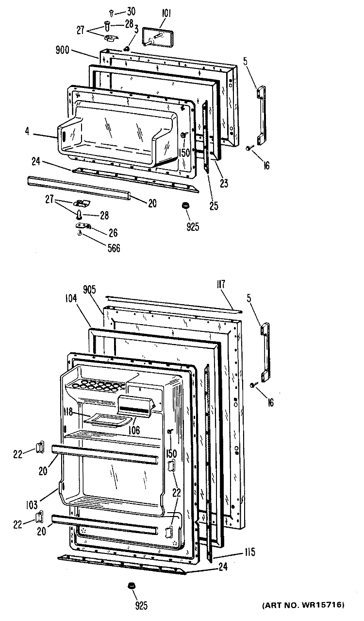 Section Diagram and Parts List for CTA14CCBL  Hotpoint Refrigerator