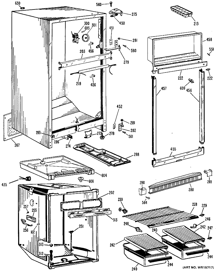 Section Diagram and Parts List for CTA14CCBL  Hotpoint Refrigerator
