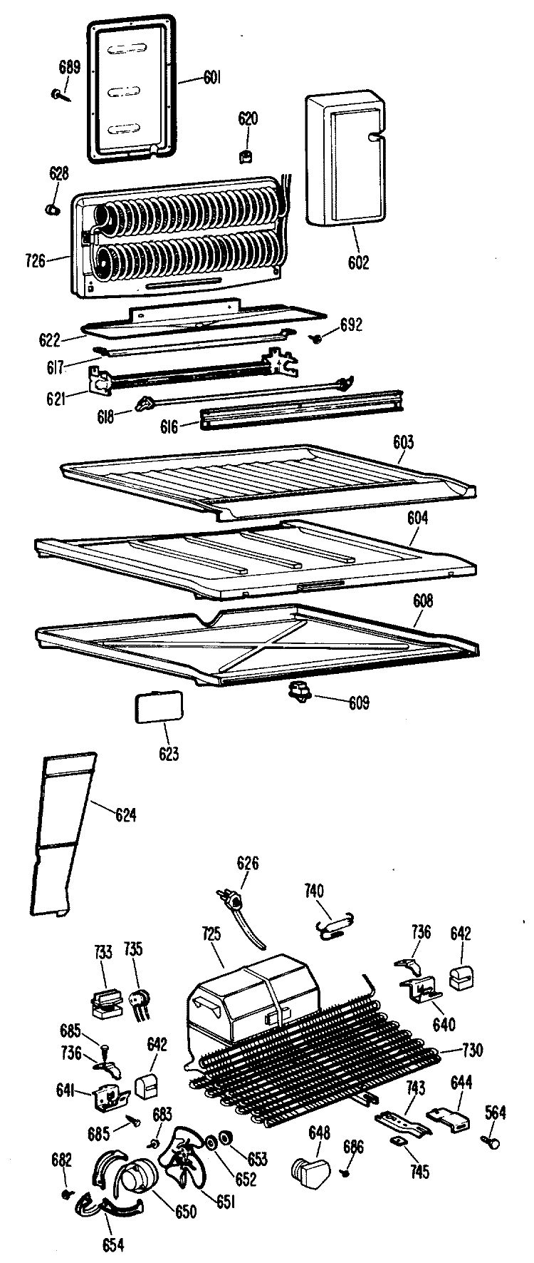 Section Diagram and Parts List for CTF19GCBR  Hotpoint Refrigerator