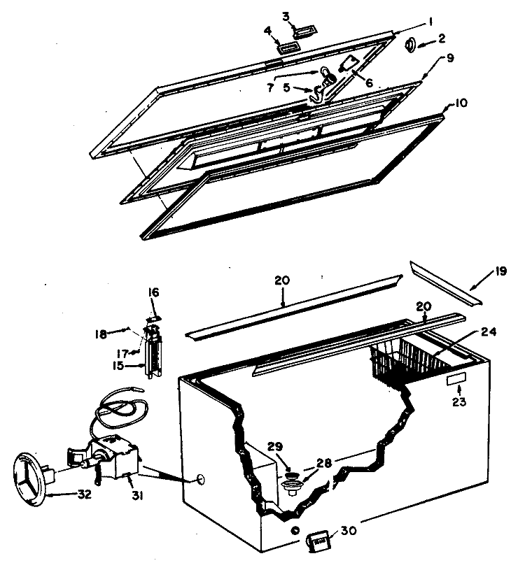 Section Diagram and Parts List for FH15CCC  Hotpoint Freezer