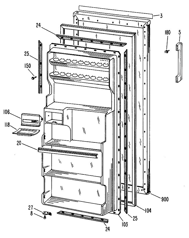 Section Diagram and Parts List for SSD14CCBL  Hotpoint Refrigerator