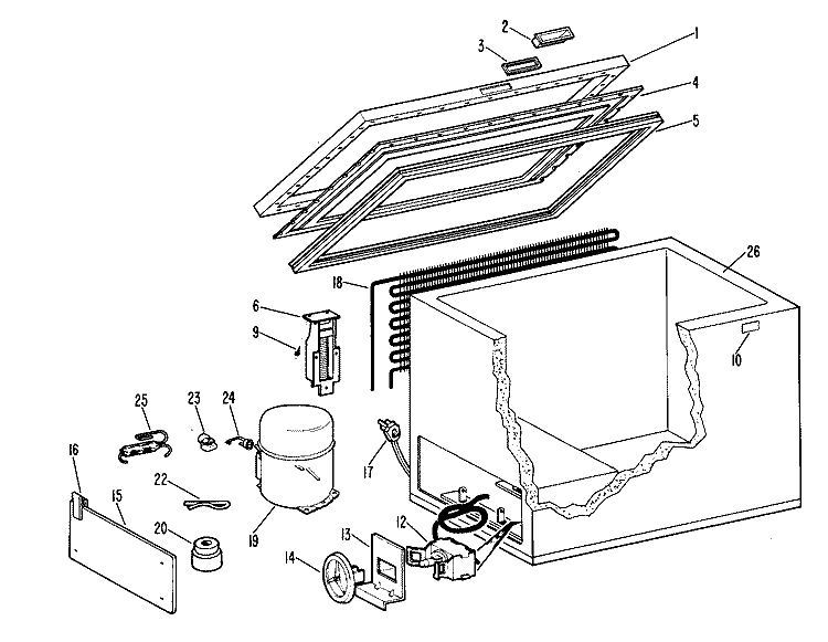 Section Diagram and Parts List for FH5CCB  Hotpoint Freezer