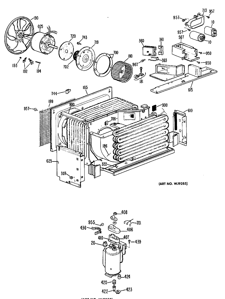 Section Diagram and Parts List for KQ810ASW1  Hotpoint Air Conditioner