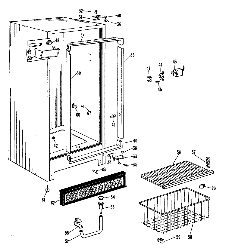Section Diagram and Parts List for FV21CCC  Hotpoint Freezer