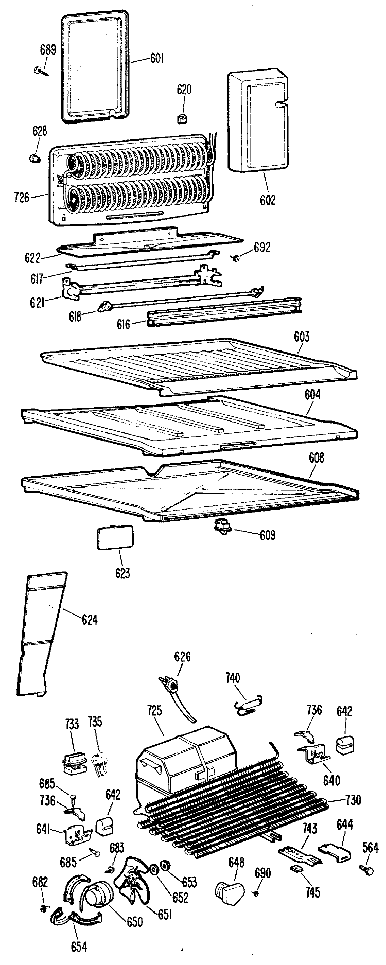 Section Diagram and Parts List for CTF17CFDL  Hotpoint Refrigerator