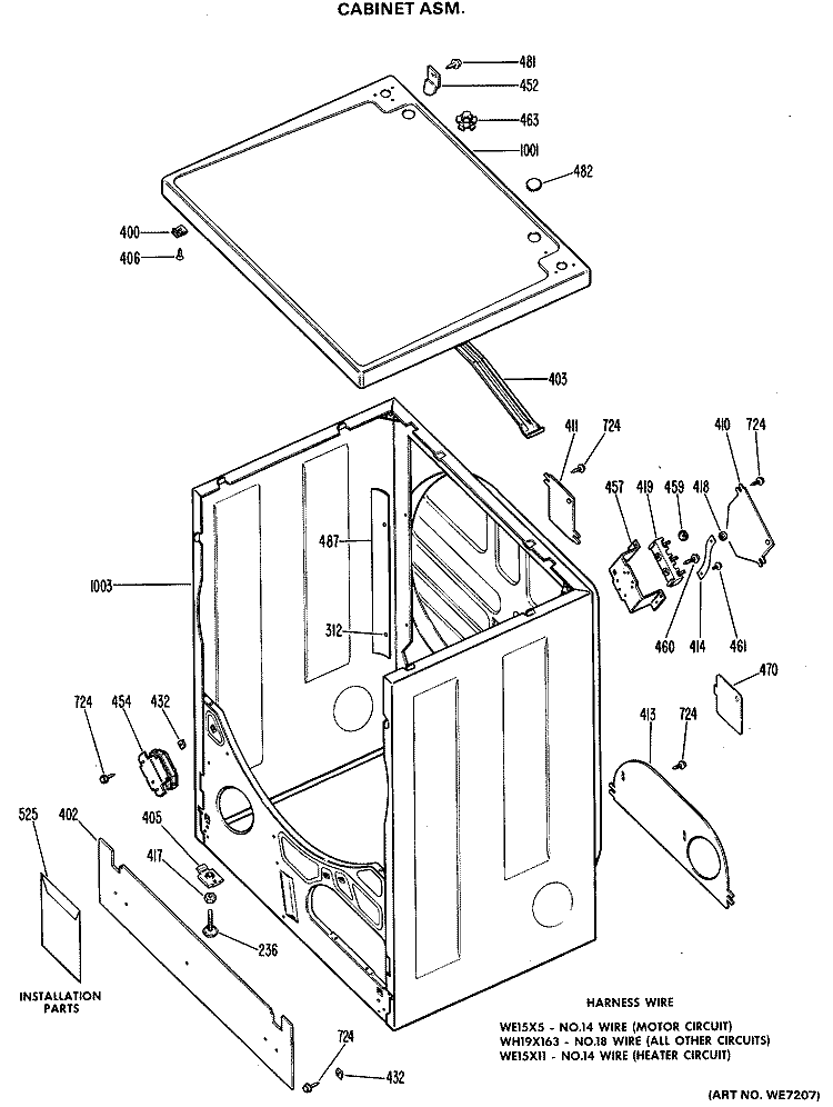 CABINET ASM. Diagram and Parts List for DLB2880DBL  Hotpoint Dryer