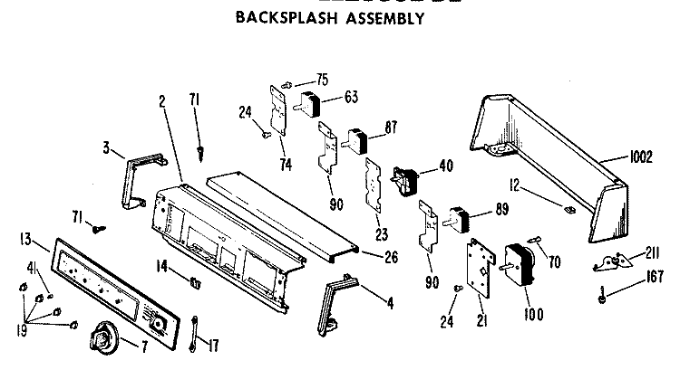 BACKSPLASH ASSEMBLY Diagram and Parts List for DLL2880DBL  Hotpoint Dryer