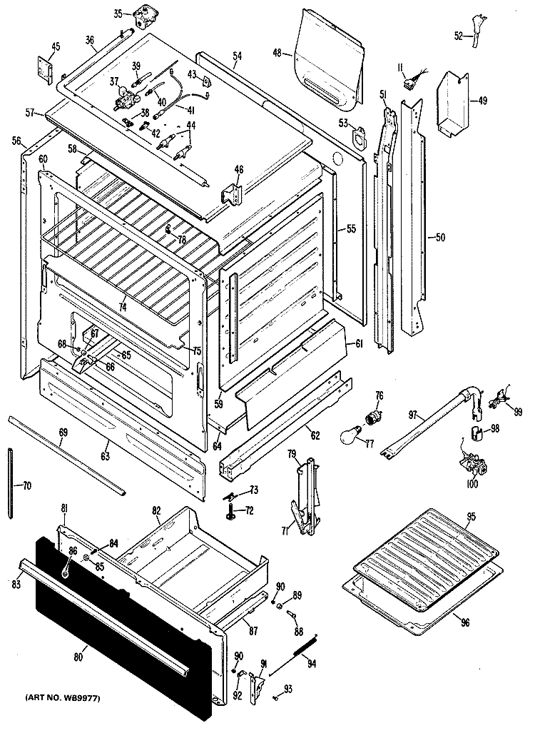 Section Diagram and Parts List for RGB628GF1  Hotpoint Range