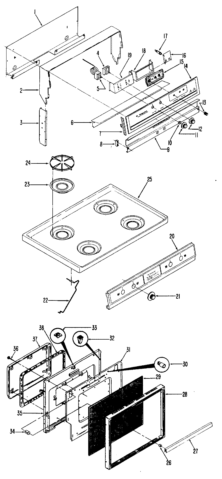 Section Diagram and Parts List for RGB744GEH1  Hotpoint Range