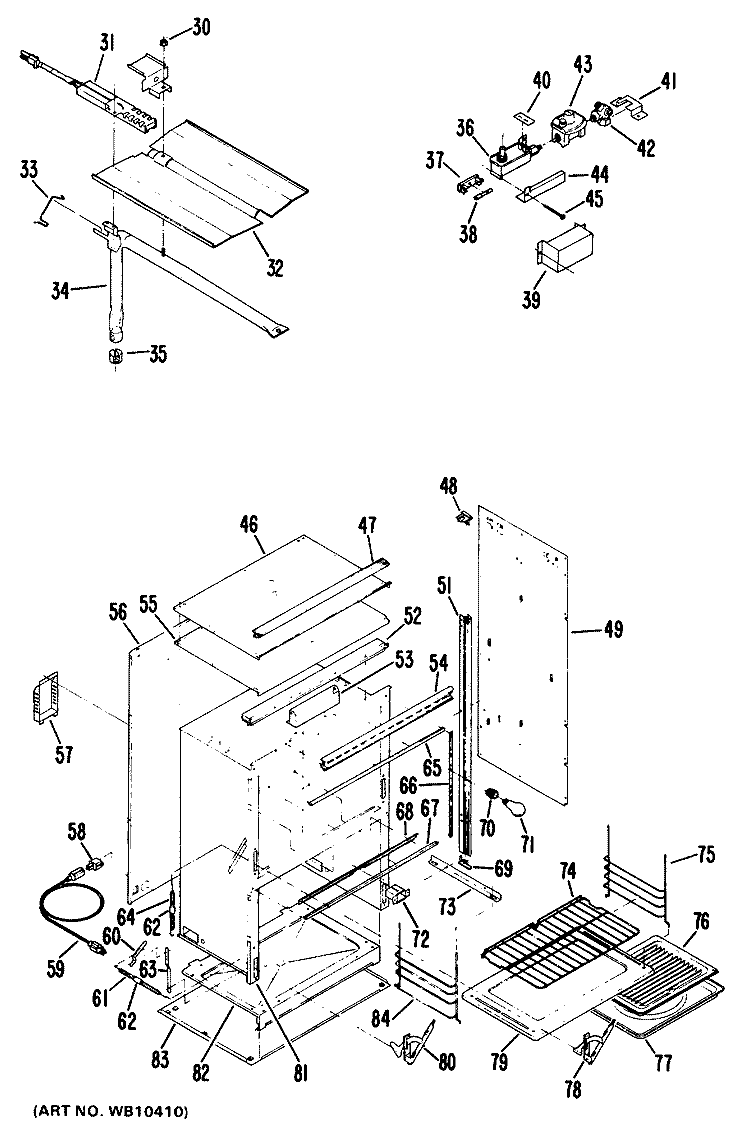 Section Diagram and Parts List for RGJ616GEH1  Hotpoint Wall Oven