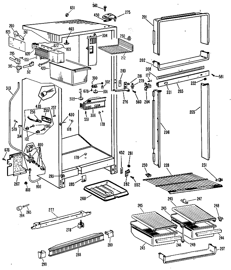 Section Diagram and Parts List for CTF15AFCL  Hotpoint Refrigerator