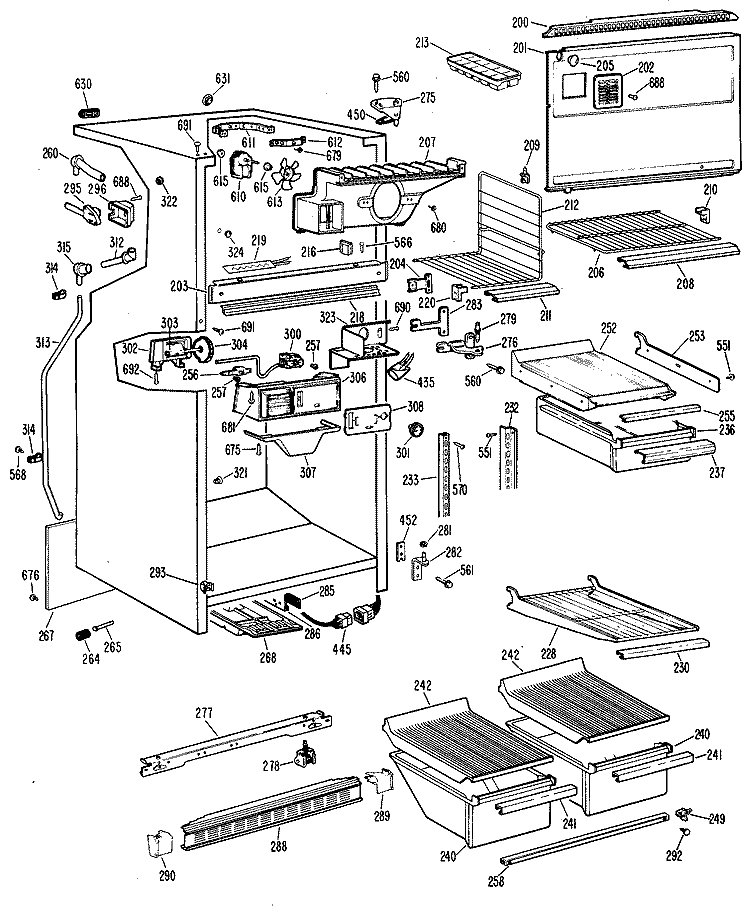 Section Diagram and Parts List for CTF17HFCR  Hotpoint Refrigerator