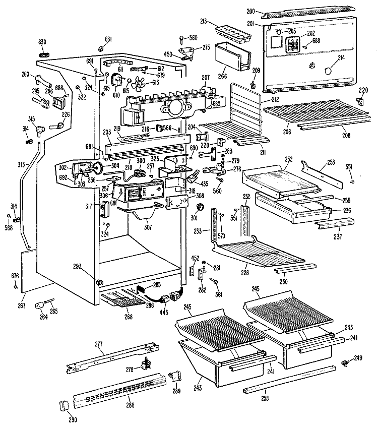 Section Diagram and Parts List for CTF23HFBR  Hotpoint Refrigerator