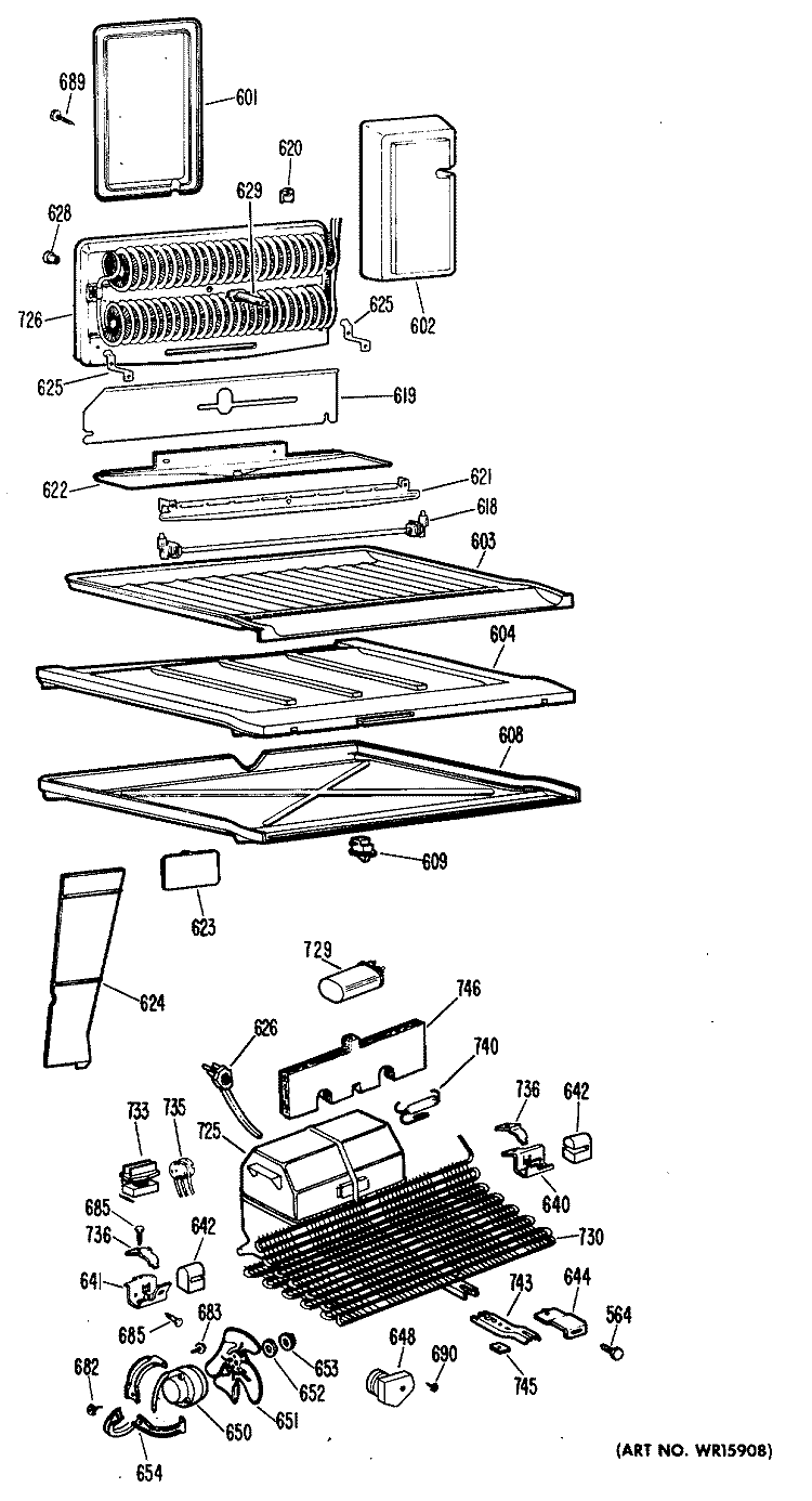 Section Diagram and Parts List for CTF23HFBR  Hotpoint Refrigerator